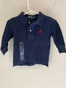 RALPH LAUREN -SIZE 9 MONTHS NAVY WITH RED LOGO POLO SHIRT FOR BOYS - Picture 1 of 1
