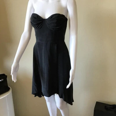 Zimmermann:  black crepe 100% raw silk strapless cocktail dress / Size 1 / BNWT Foto 1 de 4