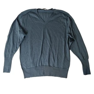 Uniqlo Womens 100% Wool Jumper Size S Green Long Sleeve V-neck As New Condition - Picture 1 of 8