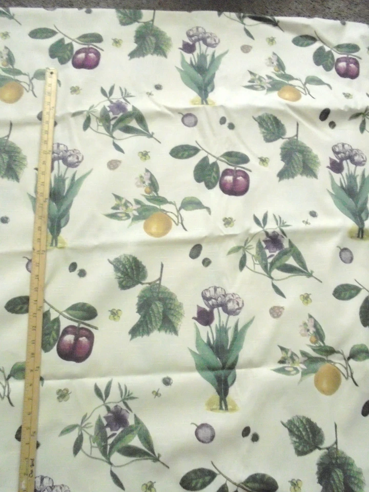 Tela de algodón Waverly BOTANICA 4 7/8 yardas 54" de ancho Frutas y Florales-Verde, Ciruelas Foto 1 de 4