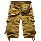 Mens Casual 3/4 Long Length Work Shorts Casual Cotton Cargo Military Pant Summer