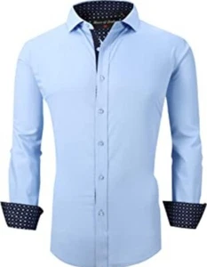 Mens Long Sleeve Dress Shirt Button Down Lt Blue Sz. S  House of Lords Calvetti - Picture 1 of 4