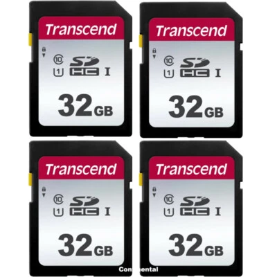 4 Pcs Transcend 32GB SDHC UHS-1 Class 10 Memory Card for Nikon Canon Fuji Sony - Image 1 of 3