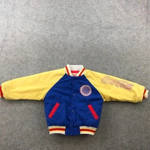 Vintage Coca Cola Jacket Boys 5 Blue Yellow Spell Out Snap Logo Varsity - Picture 1 of 11