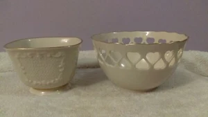 Lenox lot of 2 bowls pierced heart design and square nut bowl OH443 - Picture 1 of 4