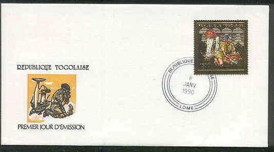 TOGO 1990 BOY SCOUTS Mushrooms GOLD FOIL FDC - Image 1 of 1