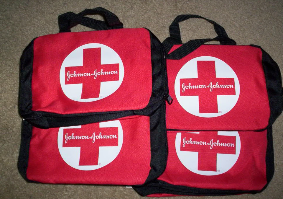 4 NEW Johnson & Johnson Red White & Black FIRST AID KIT CASE / TRAVEL BAG - Image 1 of 1