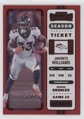 2022 Panini Contenders Red Zone Javonte Williams #31 - Image 1 of 2