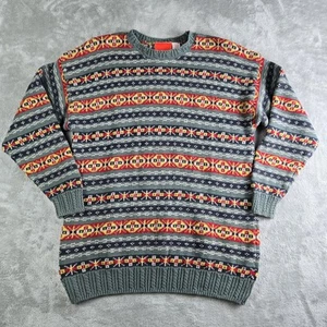 Vintage Liz & Co Sweater Womens Small Green Fair Isle Wool Blend Cabincore - Picture 1 of 11
