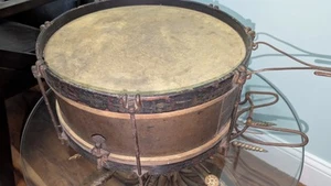 Antike militärische marschierende Snare Drum 6" x 15" Messingschale 1. Weltkrieg, spanisch-amerikanisch - Bild 1 von 12