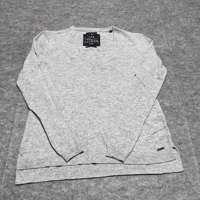 SUPERDRY PREMIUM Women’s Gray V-neck SMALL Italian Cashmere Blend Sweater - Image 1 of 4