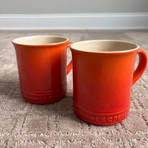 Le Creuset Vancouver Mug Set of 2 "Flame" Orange Red 14 Oz. Dishwasher-safe - Picture 1 of 6
