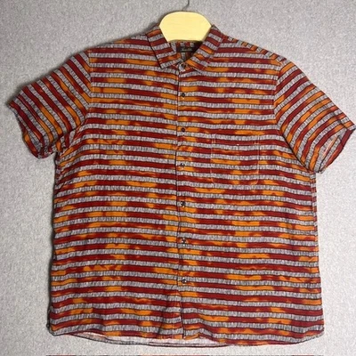 Camisa masculina casual listrada manga curta Tasso Elba tamanho 3XL - Imagem 1 de 4