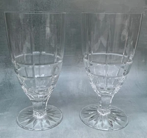 Ceska Crystal SOLITAIRE Ice Tea Glasses Set/2 Geometric Cuts - Picture 1 of 3