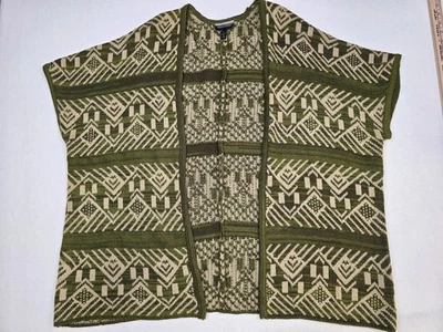 Женский зеленый свитер кардиган Allison Brittney с геометрическим узором и открытой передней частью L цвет бохо ацтеков - Изображение 1 из 4