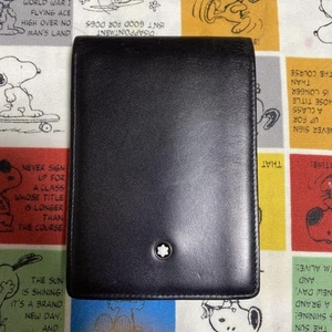 Montblanc Memo Color Black Leather Pad Cover & Billfold No Box From Japan - Picture 1 of 7