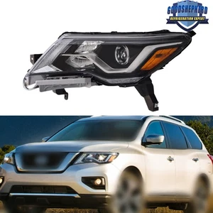 Faro halógeno con LED DRL negro para Nissan Pathfinder 2017-2020 lado del conductor - Imagen 1 de 9