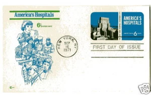 UX60 America's Hospitals Postal Card Cover Craft Cachets, CCC, FDC  - Picture 1 of 1