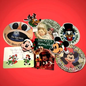 DISNEY Vintage RETRO Holiday CHRISTMAS PIN LOT Scrooge MICKEY Pluto Cast Members - Picture 1 of 12