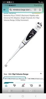 Sartorius Picus 735021 Electronic Pipette withUniversal AC-Adaptor, Single... - Изображение 1 из 2