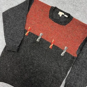 Vintage Jacobsons Wollpullover Gr. 42 orange grau 3D Strick UK Vintage Schottland - Bild 1 von 10