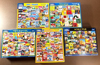 WHITE MOUNTAIN PUZZLES 1000 Piece in Box FIVE Puzzles Free Shipping Sealed WM6 - Image 1 of 3