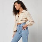 L*Space Play It Cool Top Size Medium Nwt Cropped Button Long Sleeve Shirt