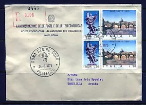 Italy C67 FDC 1975 Registered 4v Art Sculpture Bridge - Picture 1 of 1