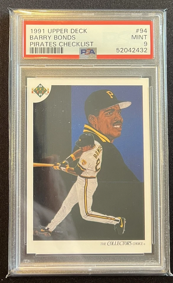 1991 Upper Deck Barry Bonds Pirates Checklist, PSA 9 CENTERED! - Image 1 of 2