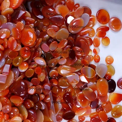 20 Pcs Bulk Natural Orange Onyx Mix Shape Loose Cabochon Gemstone Lot 10-20 mm - Image 1 of 4