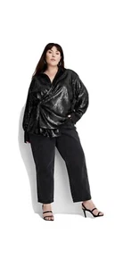 Target Women’s Long Sleeve Sequin Button-Down Shirt - Future Collective 2X Black - Picture 1 of 10