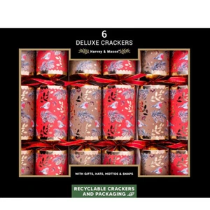 Deluxe Red and Gold Robin Christmas Crackers 6pk - Picture 1 of 5