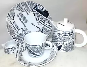 Zeitungsdruck Tea for One Set Tasse Kanne Teekanne Seltmann Weiden VIP-Collection - Bild 1 von 2