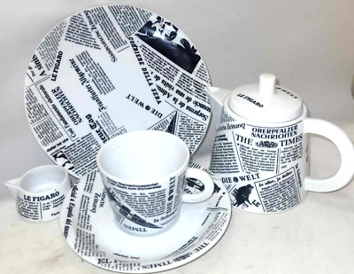 té impreso periódico para un juego taza jarra tetera Seltmann Weiden Colección VIP Foto 1 de 2