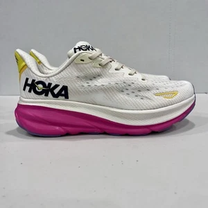 Hoka Clifton 9 Women’s Running Shoes 7B White Pink Lightweight Cushion - Picture 1 of 5
