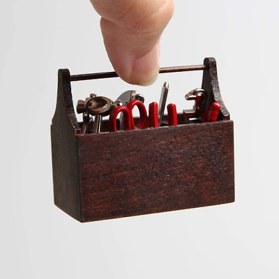 1:12 1:6  8PCS Metal Tools In Wood Tool Box Set Miniature Dollhouse Accessories • 10.99$