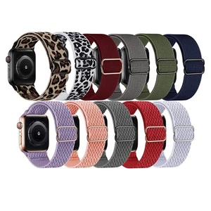 Elastic Nylon Watch Strap For Apple Watch Strap 38/40/41mm 42/44/45mm Woven Band - Picture 1 of 43