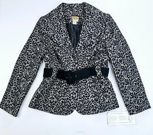 Midnight Velvet Size Medium Womens Sliver Black Cheetah Print Long Sleeve Jacket - Picture 1 of 24