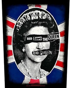 Sex Pistols God Save la Reina Gigante para Coser Backpatch 360mm x 290mm - Picture 1 of 1