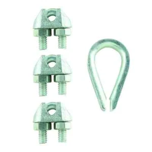 Everbilt 3/32 in. x 1/8 in. Zinc-Plated Wire Rope Cab Clamp Set (4-Pieces) 43064 - Picture 1 of 3