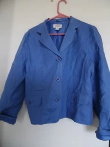 Talbots Women Blue Blazer 100% Linen Jacket Size 10 - Picture 1 of 3