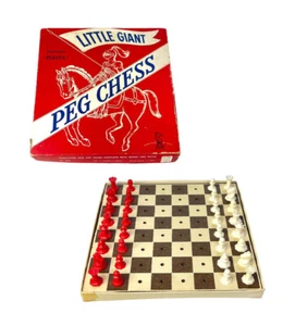 Set scacchi vintage Drueke & Sons Little Giant Peg con scacchiera n. 900 USA - Foto 1 di 9