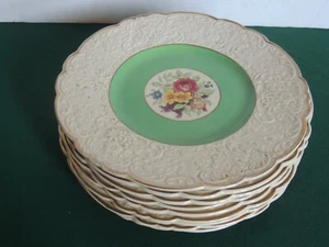 9 Royal Cauldon 8 3/4" Teller geprägter Rand Goldrand Rose Blumenstrauß - Bild 1 von 16