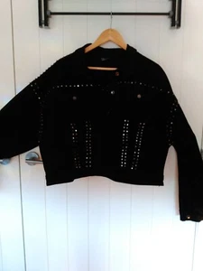 City Chic unlined black cotton blend bomber jacket with metal buttons Size L - Picture 1 of 6