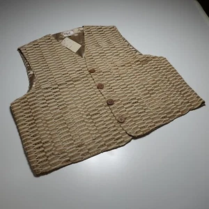 Melgio Moda D' Italia Waistcoat Vest Mens 2XL Formal Wedding Tan Jute Fabric - Picture 1 of 13