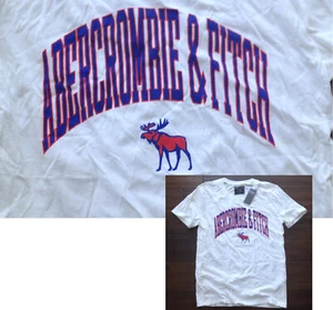 【New】Abercrombie & Fitch Men's【A&F Moose Logo Graphic Short Sleeve Tee】White @XS - Picture 1 of 10