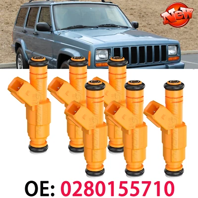6pcs Fuel Injectors 0280155710 Fit For 1989-1996 1997 1998 Jeep Cherokee 4.0L - Image 1 of 4