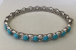 Dornröschen Türkis Sterling Status Link Klapp Armreif Armband 8" passt - Bild 1 von 3