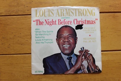 LOUIS ARMSTRONG "NIGHT BEFORE CHRISTMAS" 45 RPM 7" RECORD + PIC SLEEVE [D43-95] - Image 1 of 4