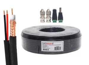 20m & 25m White/Black RG59+2 Core Shotgun Analog CCTV Video Power Cable DVR Coax - Picture 1 of 3